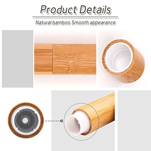 24Pcs Bamboo Refillable Lipstick Tubes 5.5g DIY Lip Balm Containers for Women & Girls