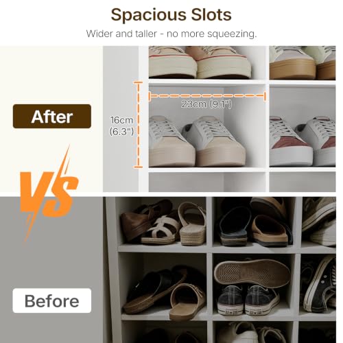 8-Tier Wooden Shoe Rack Storage Cabinet for Closet & Entryway
