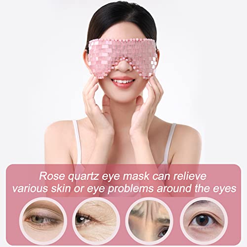 Mothers Day Gifts for Mom: ideayard Rose Quartz Eye Mask, Cooling Eye Mask 100% All Natural Crystal Mask for Facial Puffy Eyes Reusable
