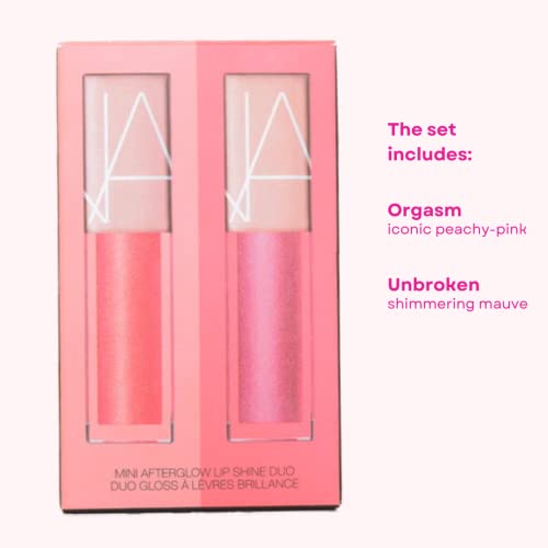 Mini Lip Gloss Set - Peach Pink & Mauve Shimmering Lip Shine Duo
