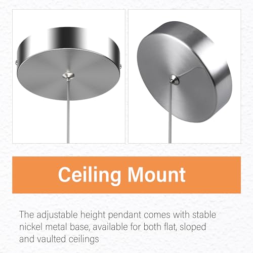 Nickel Cylindrical Pendant Lights Kitchen Island 3 Pack - Modern Crystal Bubble Ceiling Fixtures with Integrated LED