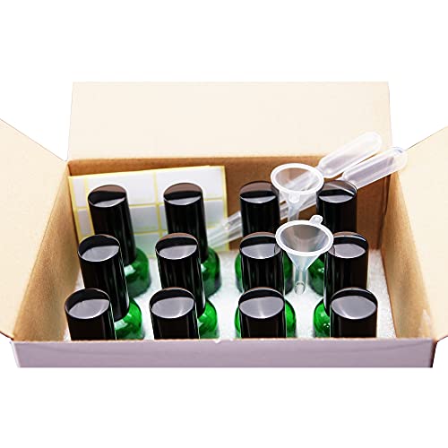 50ml Amber Glass Spray Bottles with Fine Mist Sprayer - 12 Pack