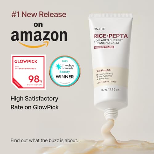 NACIFIC Rice Pepta Collagen Sherbet Cleansing Balm 2.82oz. 80g Makeup Remover Korean Skincare Deep Face Cleanser Pore Purifying Non greasy