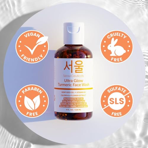 Korean Turmeric Face Wash Brightening & Hydrating Cleanser for Sensitive Skin 4oz
