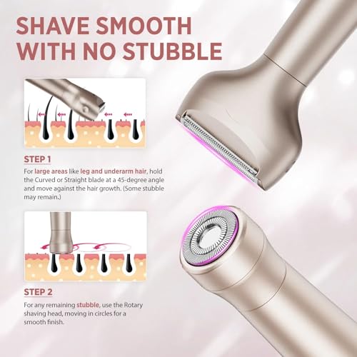 Electric Razor for Women 2-in-1: Painless Rechargeable Shaver for Face Legs Underarms and Bikini Area ? Travel Lock