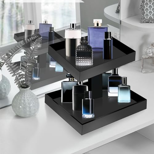 Black Perfume Organizer for Men - 2 Tier Acrylic Cologne Rack Vanity