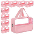 8 Pcs Clear Cosmetic Bags with Zipper, Clear Toiletry Bag, Transparent Makeup Bag for Women Men, Waterproof Travel Organizer with Handle, 10.2 x 6.3 x 2.8 Inches (Pink)