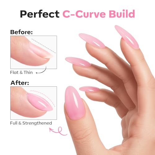 Builder Nail Gel Top Coat Rosy Pink 15ml No Wipe UV Cure - Glossy, Strengthening, Long-Lasting