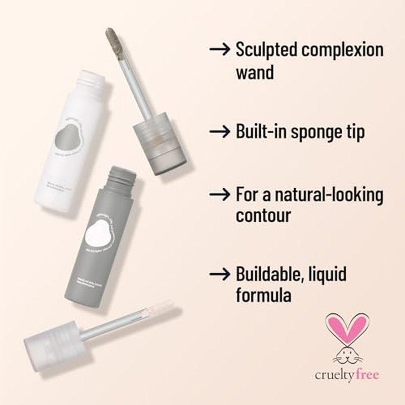 2 Pcs Cool Toned Grey Liquid Contour and Highlighter Stick, Cold Gray Cream Bronzer Blendable & Smooth Matte Finish, Long Lasting Face Shaping Contour Illuminator Brightening Makeup
