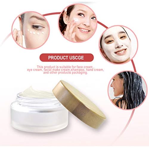 Frosted Glass Cream Jars,4 Pack 100ml/3.4oz,Natural Bamboo lids Empty Refillable Cosmetic Container Bottles Glass Cosmetic Sample Jars with lids for Face Cream Make Up Eye Shadow Travel
