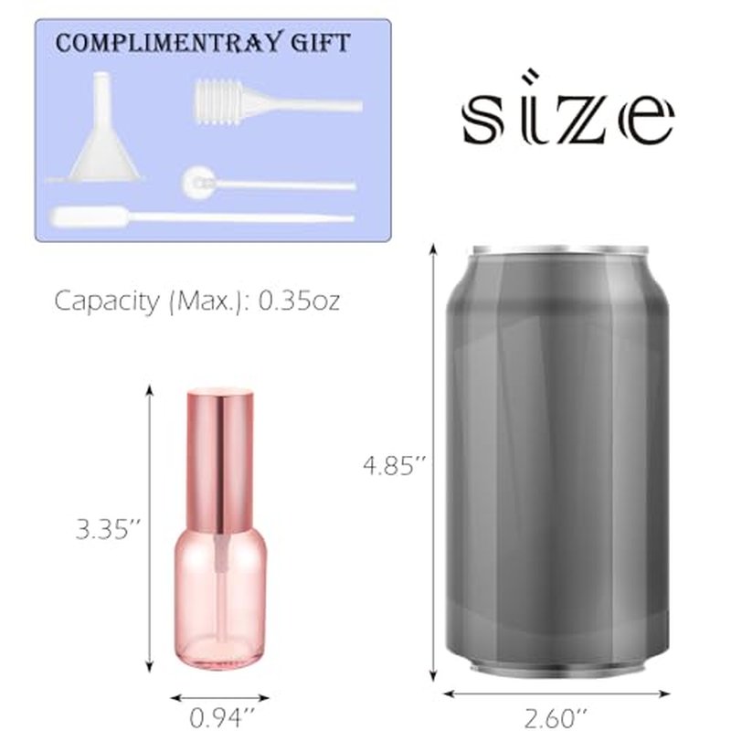24 pack 10ml Pink Glass Spray Bottles Refillable Empty Perfume Pump Sprayer Mini Fine Mist Atomizer with Rose Gold Lid for Body Essential Oils