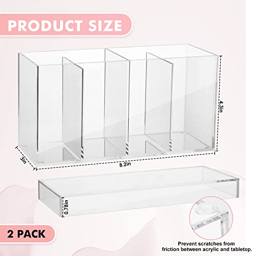 2 Pack Acrylic Makeup & Lash Organizer with Lid - 4 Compartments, Dustproof Storage - Variation 2