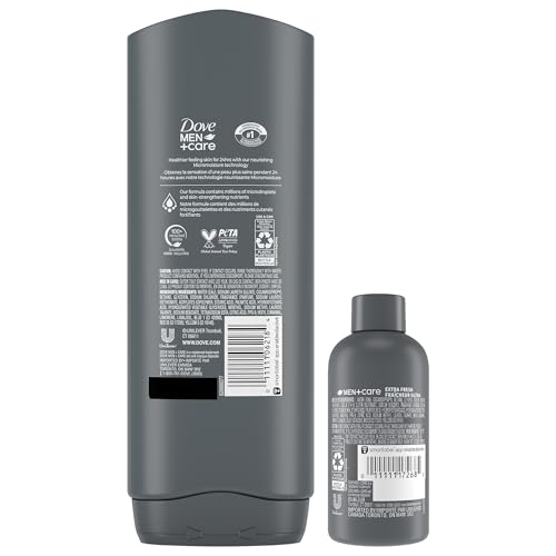 Dove Men+Care Extra Fresh Body & Face Wash 16.9 Fl Oz 4-Pack + Travel-Size Citrus