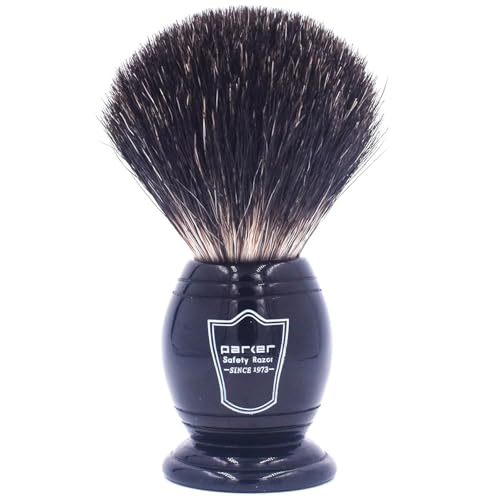 Parker Black Badger Shaving Brush 22mm Knot | Resin Handle for Grip & Balance | Builds Rich Lather with Soaps or Creams | Handcrafted by Master Brushmakers | Essential Wet Shaving Tool | Iconic Brand
