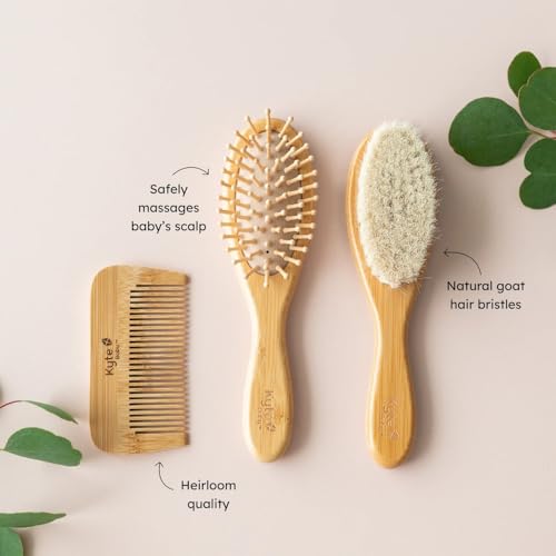 Baby Bamboo Hairbrush and Comb Set - Gentle Toddler Hair Care