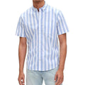 Gap Men's Stretch Poplin Shirt XX-Large Blue Awning Stripe - Slim Fit, Classic Style