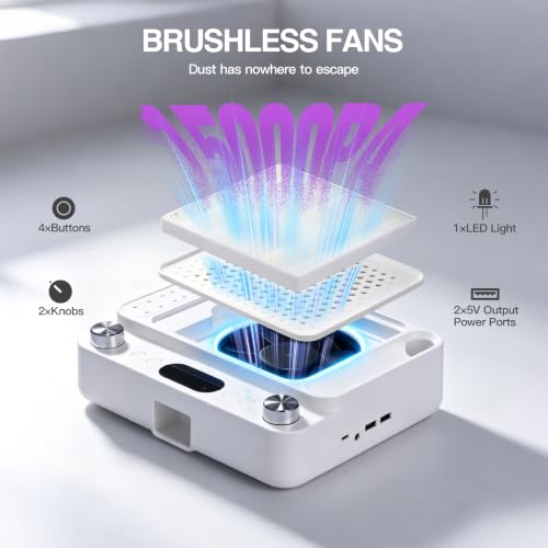 5-in-1 Nail Dust Collector Drill UV LED Light Station with USB Charger