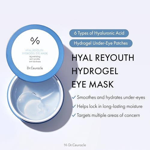 Dr.Ceuracle Hyal Reyouth Hydrogel Eye Mask Patch - Korean Under Eye Patches for Revitalizing, Wrinkle Care, Glowing, Firming Effect (60 Patches)