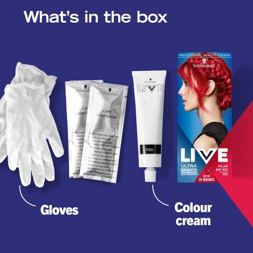 Schwarzkopf Live Ultra Brights Pastel Hair Color Pillar Box Red 92 - Pack of 3