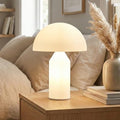Brightech Venus Glass Mushroom Table Lamp - Dimmable LED Nightstand Light