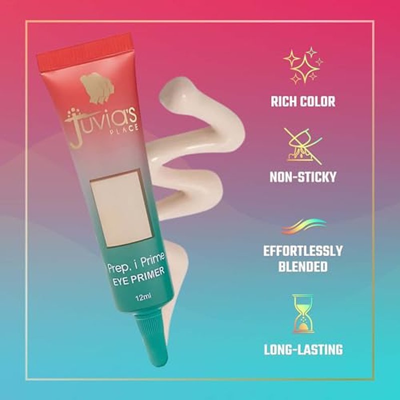 Juvia's Place i Prep, i Prime Eyeshadow - Milky White, Cream Base Eye, No Crease Eyeshadow, Eye Makeup Addition, Primer Intensifying Glitter, Matte
