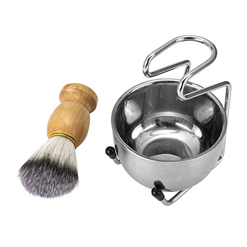 Aethland Mens Shaving Brush Set, Include 100g Shaving Soap, Soft Hair Shaving Brush Stand Stainless Steel with Bowl Kit for Men Gift Set