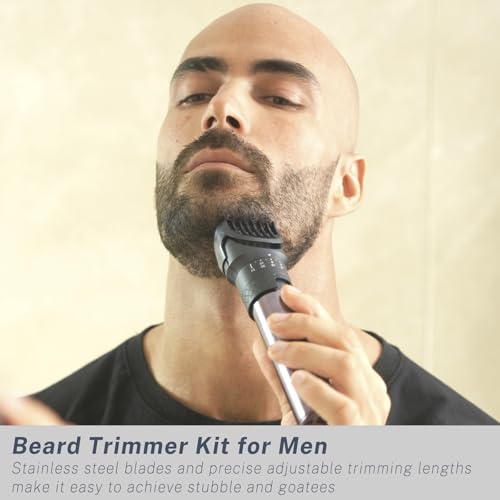 Beard Trimmer and Clippers Set for Men with Foil Shaver, Professional 3-in-1 Mens Shaving Fades Kit with Nose Trimmer, IPX7 Waterproof Wet/Dry, Precise Dial Adjustable 20 Settings, USB-C Rechargeable