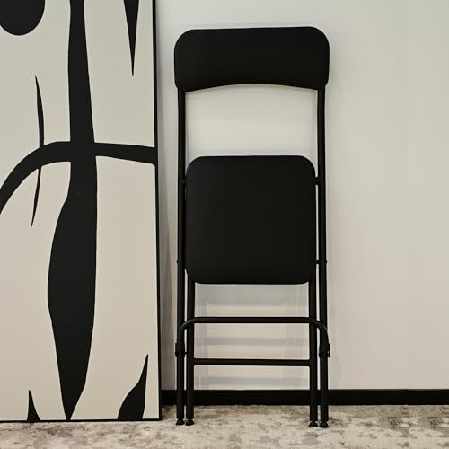 2 Pack Folding Bar Stools with Footrest, 24" Black Portable Seat Set of 2