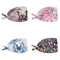 Belidome Scrub Hats Women Bouffant Long Hair Covering Headgear 4 Pcs Fashional Cap
