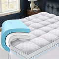 Easthome Full Size Dual Layer Memory Foam Mattress Topper - White, 4 Inch Thick, Gel & Pillow Top