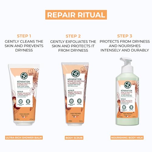 Yves Rocher Repair Lotion for Extra Dry Skin, Hand and Body Lotion to Repair & Nourish, 13 FL OZ