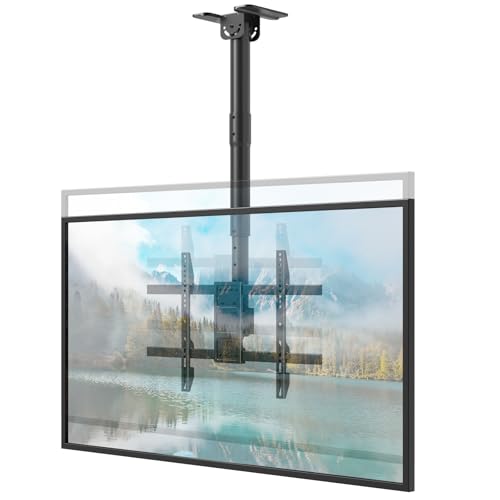 Ceiling Mount for 43-86 Inch TVs - Heavy Duty Universal TV Ceiling Bracket - Sloped & Flat Ceiling Compatible - Kid-Safe & Space Saving - 132 lbs Capacity