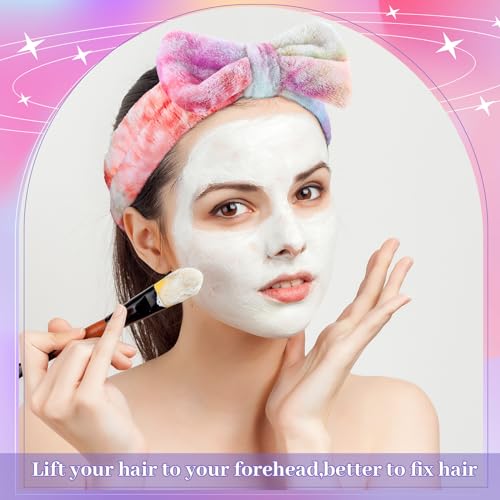 Tie-Dye Elastic Face Wash Headbands - Pack of 24 for Makeup & Skincare