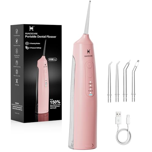 Cordless Water Flosser Pink - 3 Modes, 6 Pressure Settings, 220ml Portable Oral Irrigator