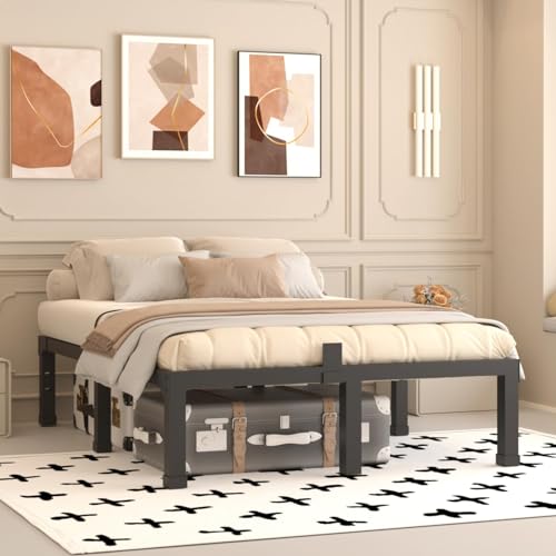 Queen Size 14-Inch Heavy Duty Metal Bed Frame - Noise-Free Steel Platform with Slat Support, Easy Assembly