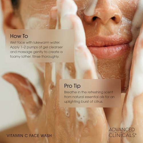 Advanced Clinicals Vitamin C Hydrating Face Gel Cream + Vitamin C Hydrating Facial Cleanser Bundle