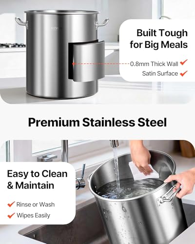 42 Quart Stainless Steel Stockpot with Strainer Lid and Handle - Heavy Duty Commercial Cookware