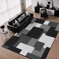 Grey 6x9 Area Rug for Living Room - Washable Geometric Black White