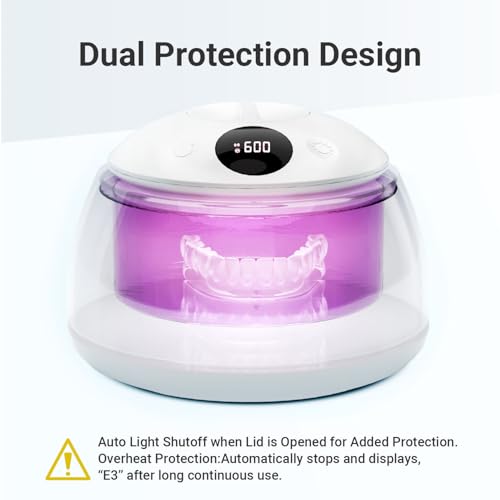 White Ultrasonic Retainer & Denture Cleaner 45kHz Digital Timer 200ML Stainless Steel