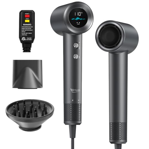 High Speed Ionic Hair Dryer with Plasma Ions & Diffuser - Fast Drying & Frizz Control