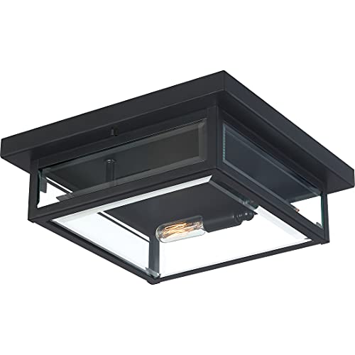 Outdoor Flush Mount Ceiling Light - Westover 12 Inch Black Finish
