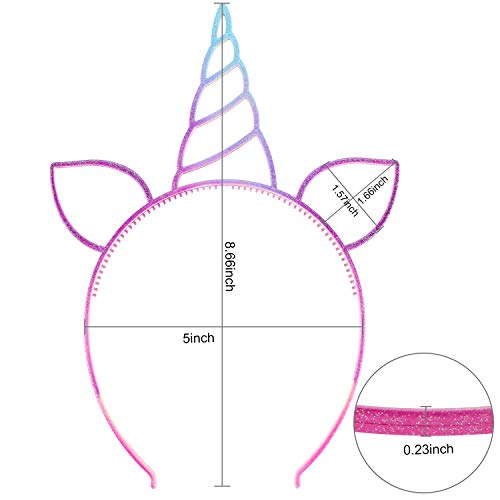 Unicorn Horn Headbands Set - 18 Glittery Party Hair Accessories for Girls & Adults