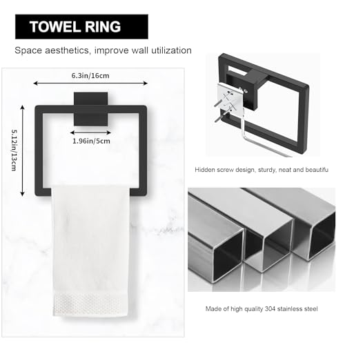 20-Piece Matte Black Bathroom Accessories Set with 23.6-Inch Towel Bar - Durable Stainless Steel