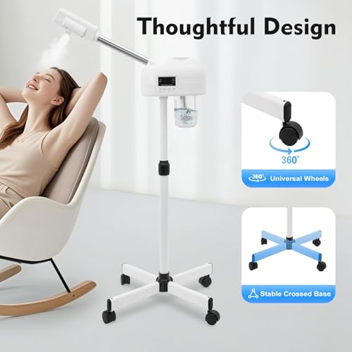 Facial Steamer with Ozone, LCD Touch Screen & 600ml Water Capacity for Spa & Skincare