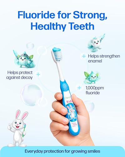 Kids Fluoride Toothpaste with Natural Enzymes & Free Kid's Toothbrush - Tutti Frutti Flavor