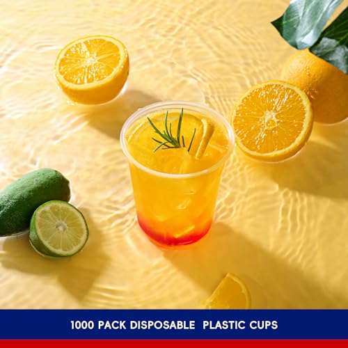 1000 Pack 12 oz Disposable Clear Plastic Cups - Elegant, Recyclable Party Drinkware
