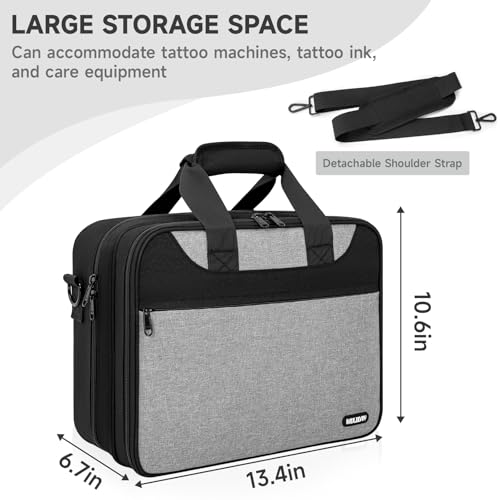 Large Tattoo Supplies Organizer Case with Transparent Pockets for Travel & Studio