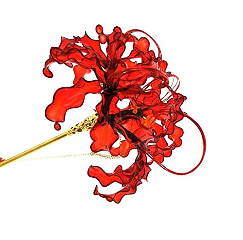 Handmade Lycoris Radiata Flower Hairpin - Kimono Kanzashi Hair Stick for Women & Girls