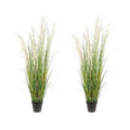 Artificial Plant 4ft Tall - 2 Pack Faux Grass with Flowers for Indoor Decor - Housewarming Gift