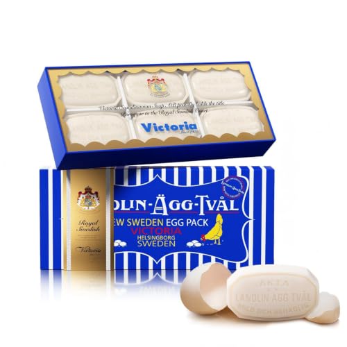 Victoria Egg White Face & Body Soap Set - 6 Bars, 1.76 oz Each, Deep Cleansing & Exfoliating, Travel Gift Pack